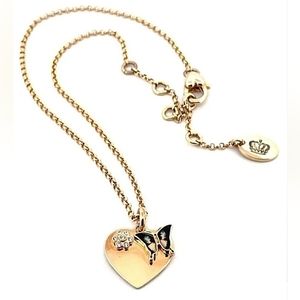 L@@K! Vintage Fabulous JUICY COUTURE Gold Butterfly Heart Charm Necklace ~Rare~